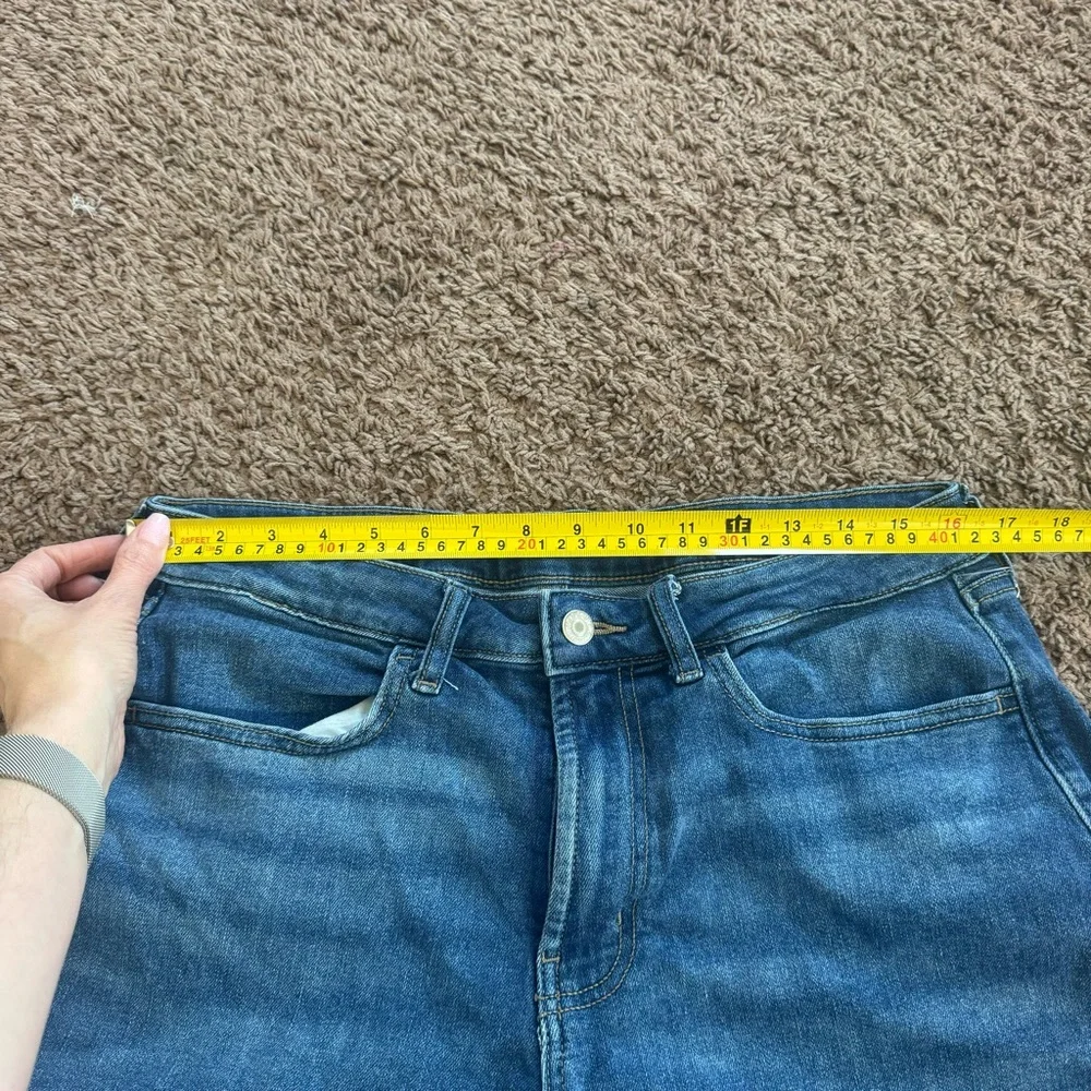 Old Navy High Rise Wow Jeans Denim Shorts Rolled Cuff Blue Size 12 - Picture 6 of 8